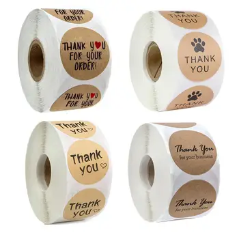 

Round Adhesive Customizable Black 1 Inc Per Roll Thankyou Paper Floral Gold Label Thanks Custom Stickers Thank You Sticker