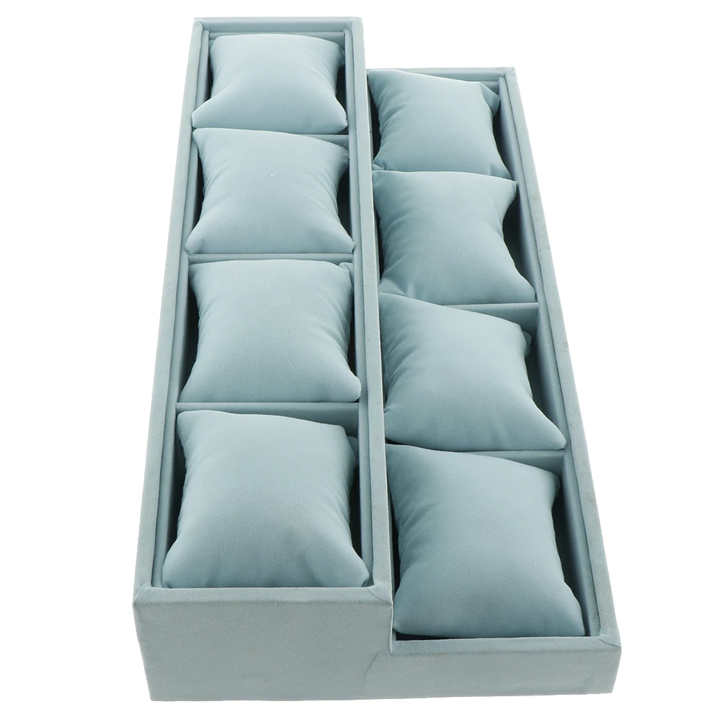 

Mint Green Soft Velvet Liner Watches Storage Box Bracelets Cuff Bangle Anklets Jewelry Organizer Tray