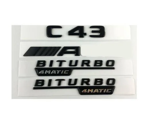 Matt Black Черный C43 Для AMG BITURBO 4matic Багажник крыло значки-эмблемы для Mercedes - Цвет: Matt Black