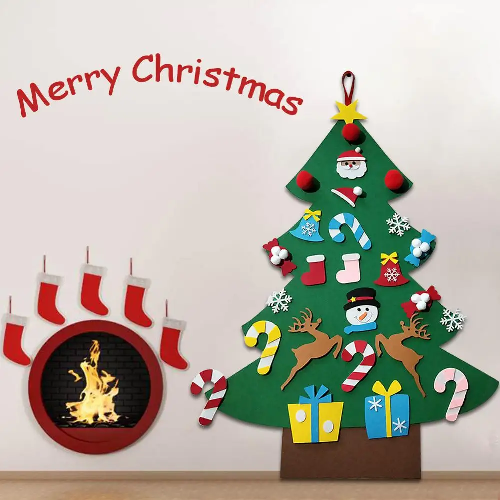 

DIY Felt Christmas Tree Door Wall Hanging Kids Gifts Party Supplies Christmas Tree Set Ornament 98cm*70cm