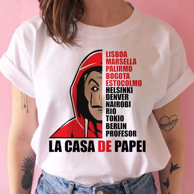 

Money Heist T Shirt Hip Hop Women La Casa De Papel House of Paper Tshirt Female Ulzzang Tops 90s Clothes T-shirt New Summer