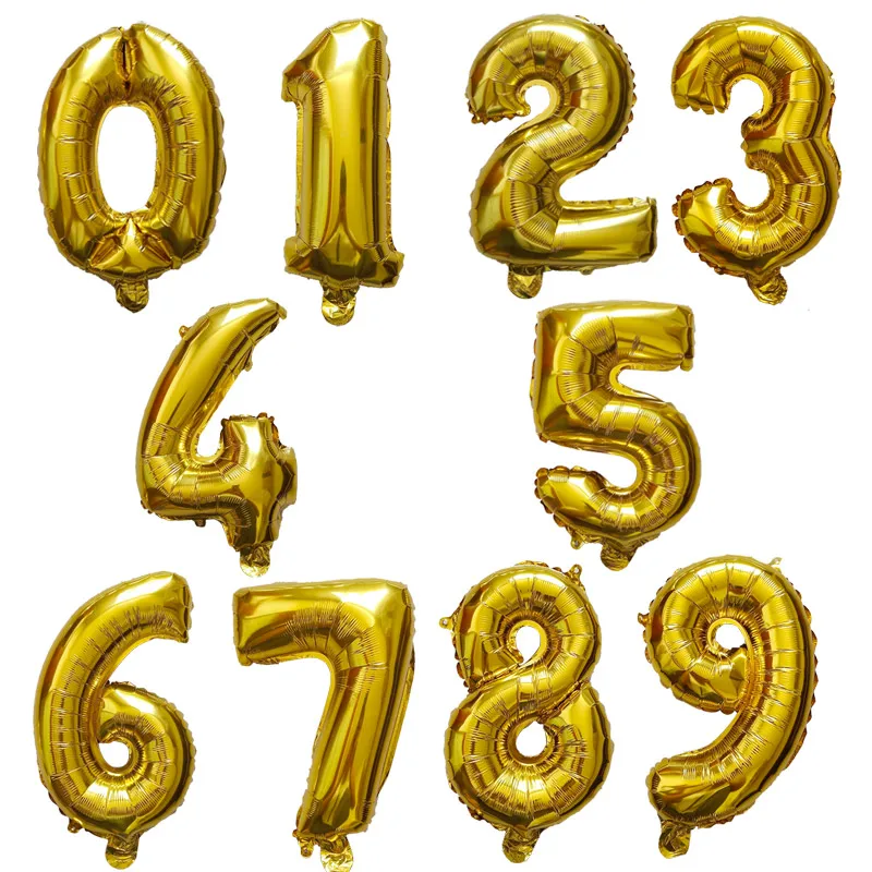 Вечерние украшения 16 дюймов золотого и серебряного цвета номер фольги воздушные