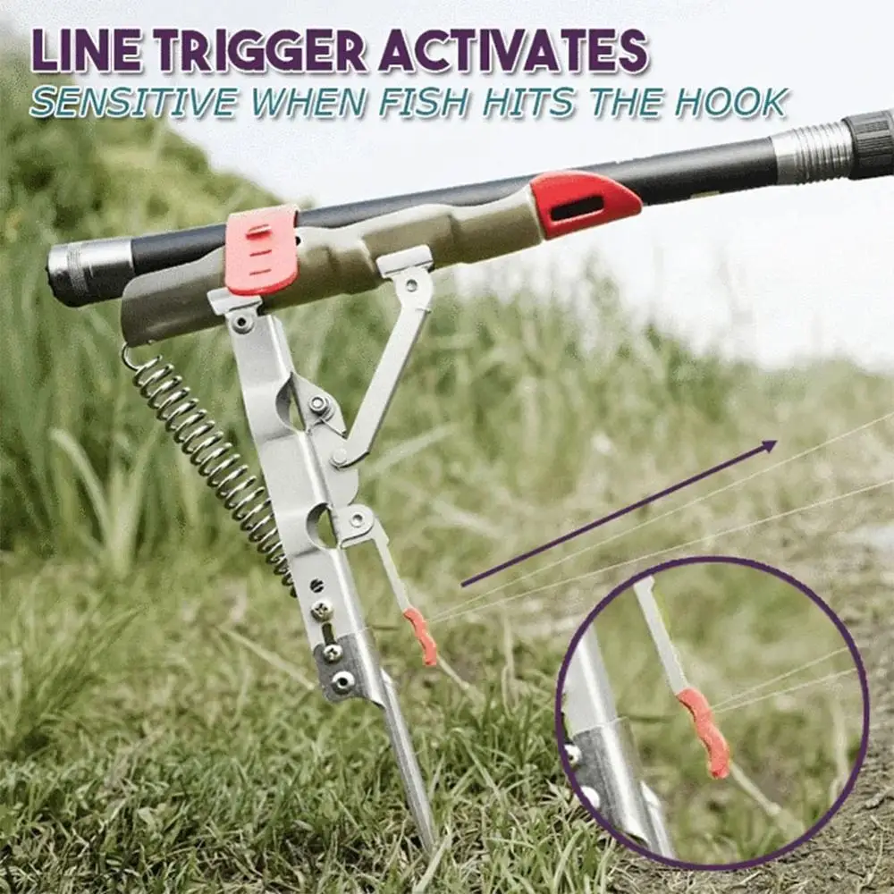 Details about / Automatic Fishing Pole Double Spring Angle Tackle Bracket Anti-Rust Foldable
