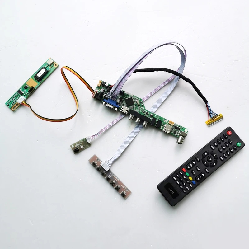 Для B141EW01 V5 V6 1CCFL 30Pin LVDS VGA HDMI AV USB RF T. V56 пульт дистанционного управления+ инвертор+ клавиатура ЖК-дисплей Панель DIY kit