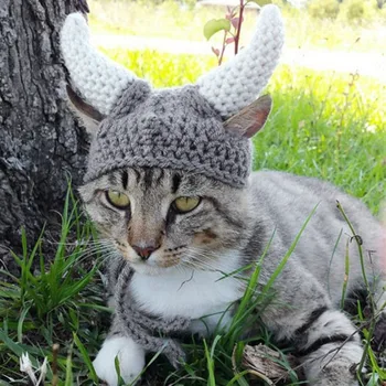 

Hairband Dog Cap Grey Cute Hand-knitted Pet Hats with Ears Hole Design Cat Hat Dog Hat Dog Accessories for Small Dogs Puppy Cat