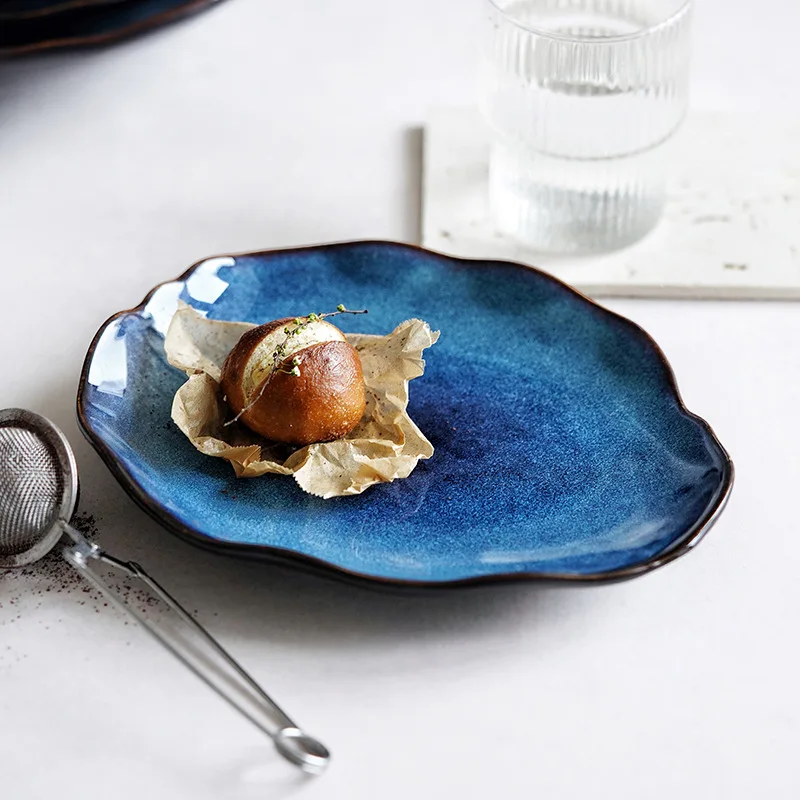 Japanese Style Ceramic Dishes Household Irregular Rice Plates Salad Fruit Dishes Plate Tableware ANTOWALL