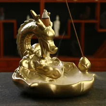 Керамическая плита большого размера с ароматом дыма и обратного потока. Матовое золото, карп, дракон, учителя. Предметы мебели ta