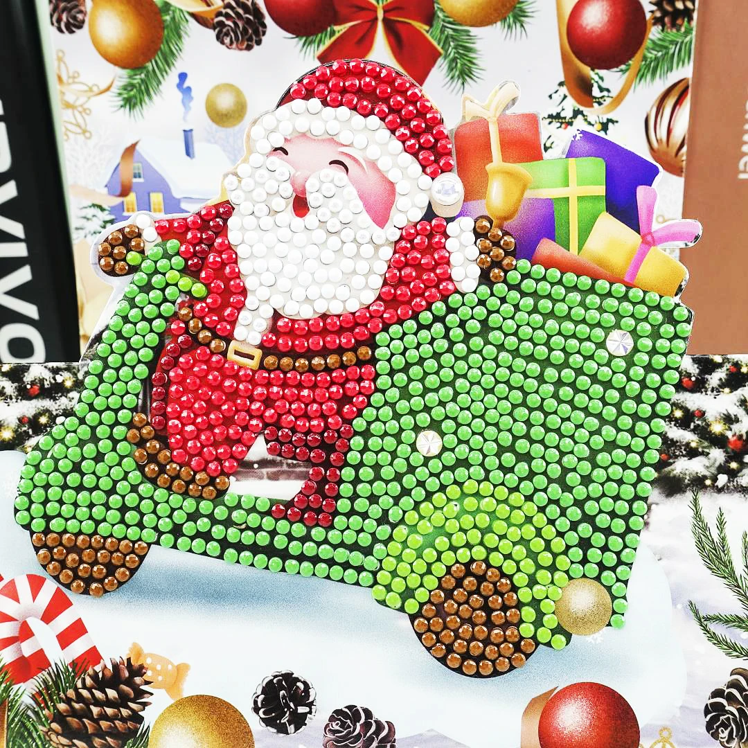 8pcs/Set Christmas DIY Diamond Painting Greeting Cards 5D Cartoon Postcards Kids Festival Embroidery Greet Cards Handmade Gifts