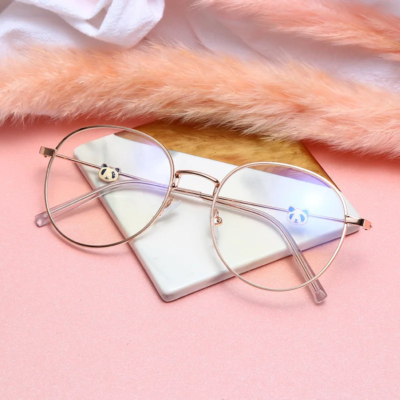 

Reading Glasses Women Fashion Bear Decoration Metal Round Frame Eyeglasses Myopia glasses Female Eyewear Wild Durable