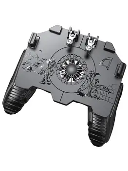 

Mobile Game Controller 4 Trigger Phone Gamepad with Cooling Fan Cell Phone Aim and Shoot Trigger Joystick Universal Grip Handle
