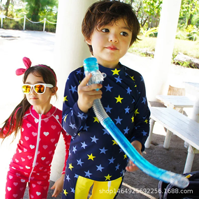 

KID'S Swimwear BOY'S Warm Quick-Dry Sun-resistant Long Sleeve Split Type Girls Big Boy GIRL'S Hot Springs Parent And Child Tour
