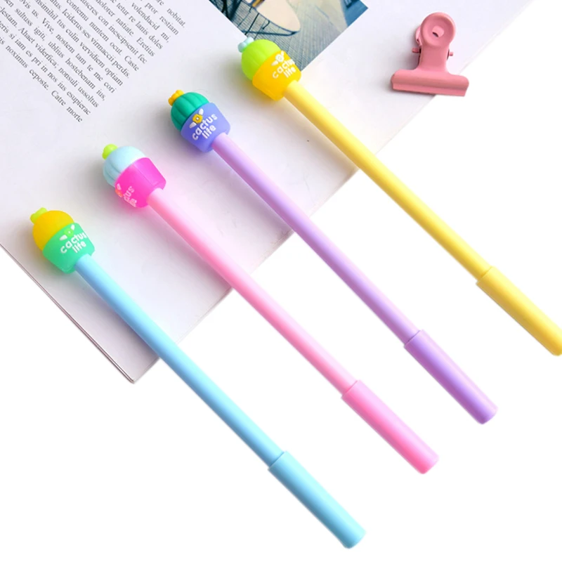 4pcs/lot 0.5mm black ink cute lovely cactus potting gel pen writing signing for school supplies stationery escolar |