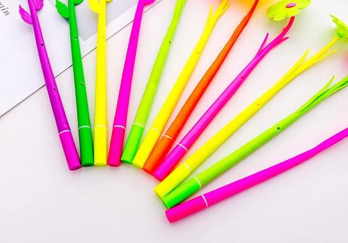12 шт Lytwtw Силиконовые Красочные Креативные милые цветочные гелевые ручки Канцелярские Товары для офиса школьные принадлежности подарок имитация ручки стержень