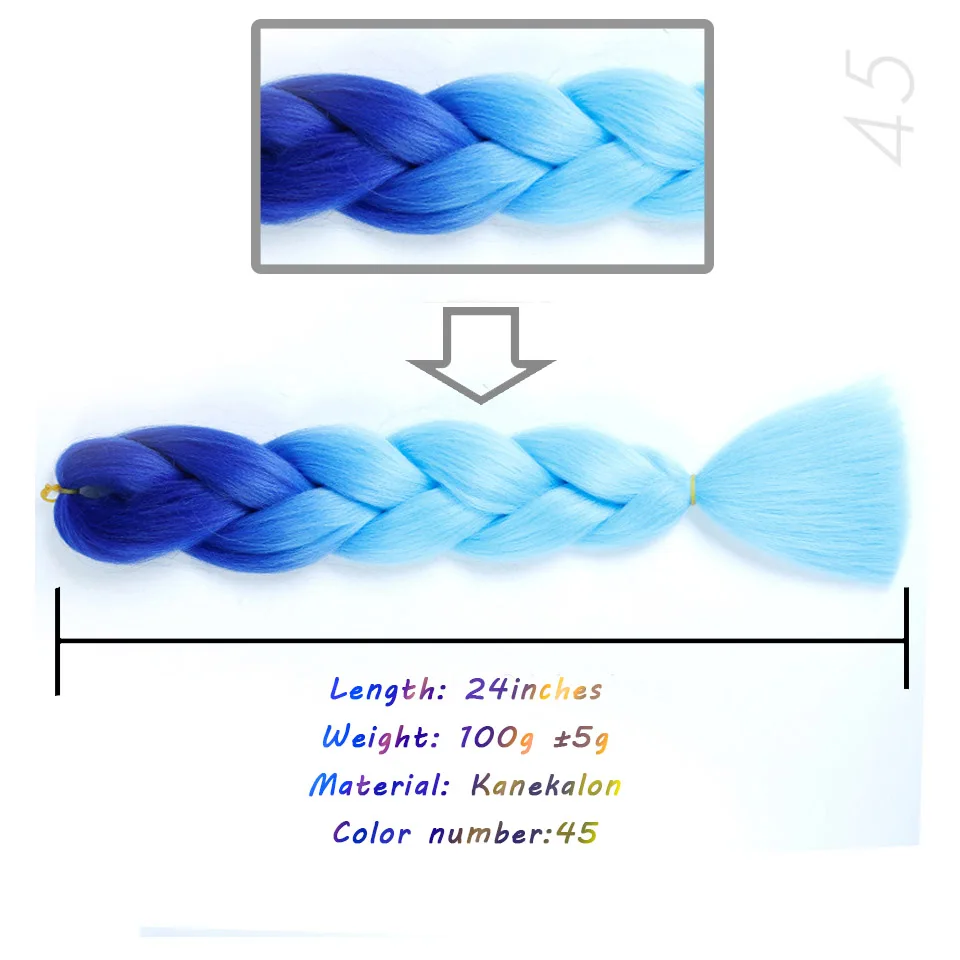 LANLAN три/два тона синтетические Омбре Джамбо синтетические плетеные волосы 2"(60 см) 100 г/шт. термостойкие цветные крючком косы - Цвет: #12