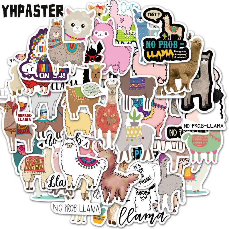 10/30/50 Uds Cartoon lindo Alpaca animales Pegatinas para portátil equipaje de teléfono para motocicleta monopatín juguetes diario de coche lápiz