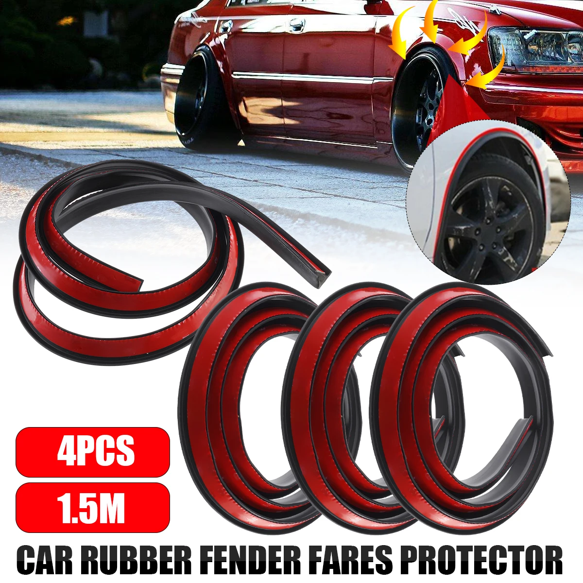 4pcs/2pcs 1.5M Universal Rubber Car Anti-collision Wheel Eyebrow Mudguard  Protector Strip Wheel Arch Protection Moldings - AliExpress