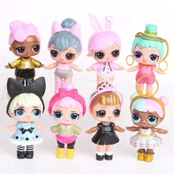 

8 pcs/set hot sell lol surprise kids toys set lol dolls action figure pvc model children birthday gifts
