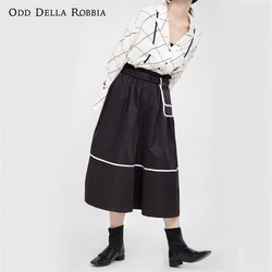 Vestido de meia calça feminino, saia de cintura alta com ponta branca e costurada, modelo outono 2021
