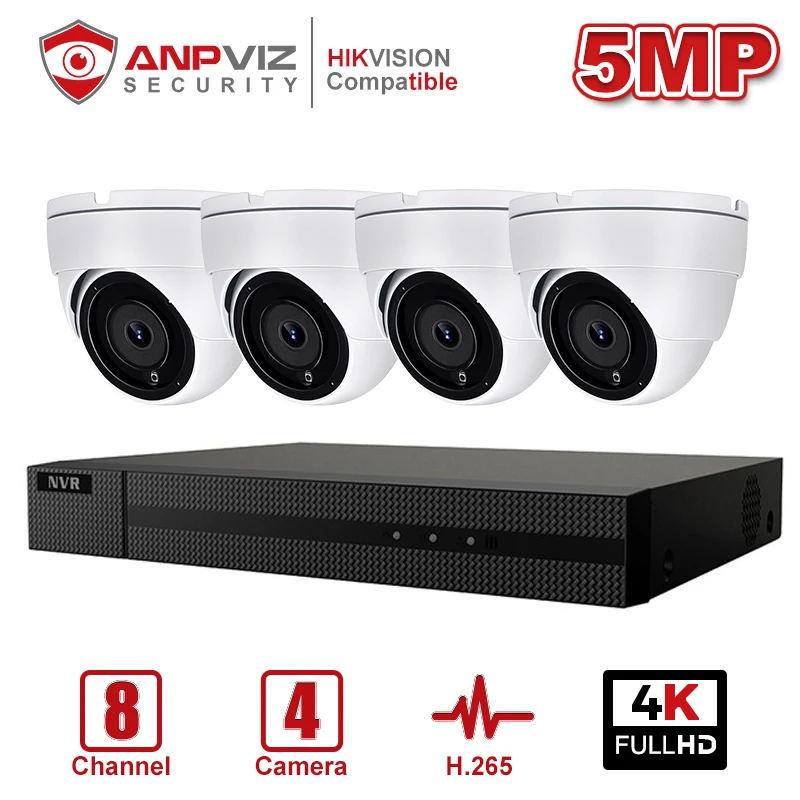 Anpviz 8CH 4K NVR 5MP белый/серый POE IP камера комплект ONVIF домашние/наружные системы