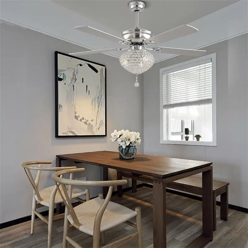 52 Inch LED Crystal Ceiling Fan Lamp 