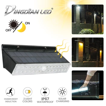 

Waterproof Solar LED Wall Lamp Solar Energy Human Body Induction LED Wall Light Two Light Effect 28w+16w Street Garden LED Lamp