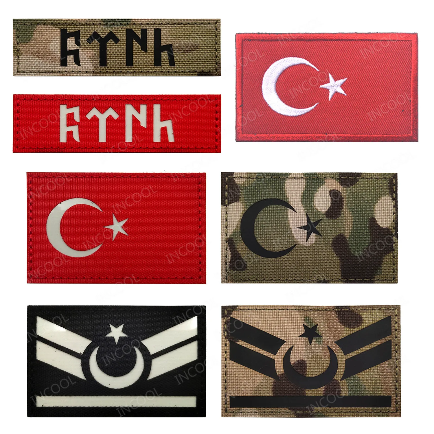 Турецкий флаг индейки инфракрасный IR TUR TURK флаги Светоотражающие патчи