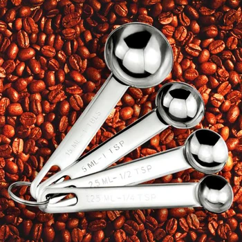 

4Pcs Kitchen Gadgets All Stainless Steel Measuring Spoons Baking Measuring Cup Measuring Cup Measuring Spoons