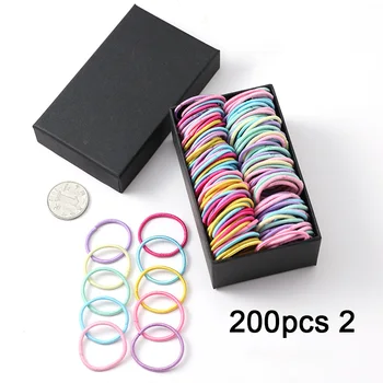 

100/200PCS/Set Box Packed Basic Hair Bands Solid Girls Elastic Ponytail Holder Women Scrunchie Headband Fashion Hair Accessories