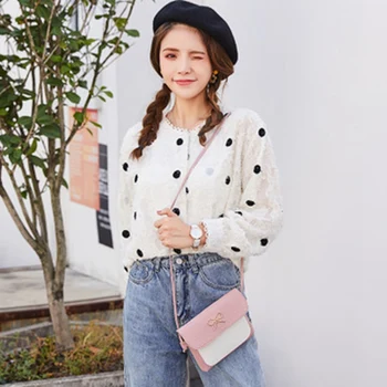 

2020 new casual women's single shoulder diagonal mobile phone change simple contrast color small bag fashion super fire bow