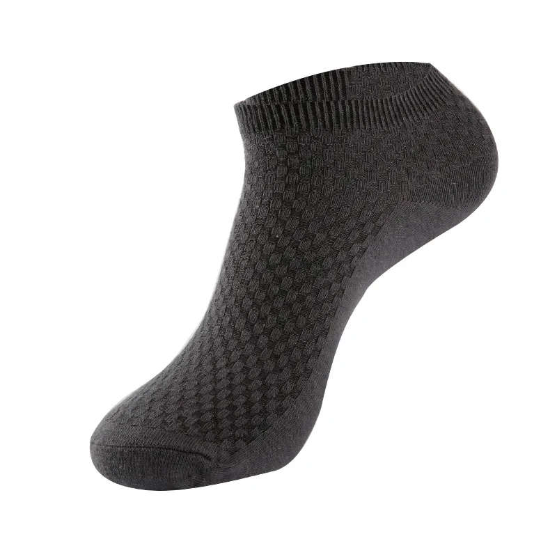 5 пар/лот, мужские носки из бамбукового волокна, деловые короткие носки по щиколотку, весенне-осенние дышащие антибактериальные мужские носки, мужские носки - Цвет: Темно-серый