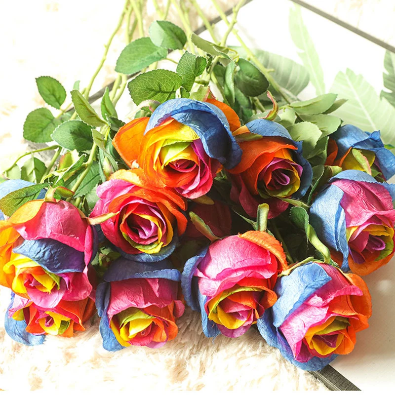 1pc Artificial Fake Flowers Roses Floral Wedding Bouquet Party Home Decor Gift 