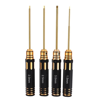 

FBIL-Titanium Plated Screwdriver Hexagon Head 1.5 2.0 2.5 3.0MM Hexagon Wrench Screwdriver RC Tool Set