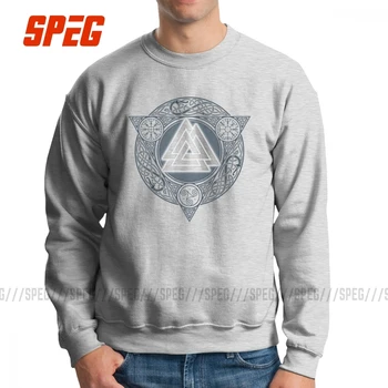 

Valknut Ice Flame Vikings Valhalla Odin Men's Sweatshirts Humor Cotton Crewneck Pullover Birthday Gift Hoodies Clothing