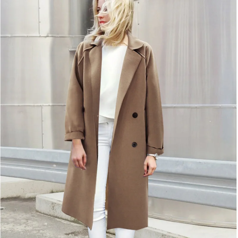 

Korean Style Women Wide-waisted Short Double Breasted Pockets Trench Coat Feminino 2019 Casual Womans Autumn And Winter Fashion