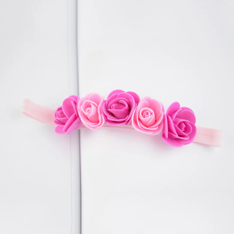 Яркие цвета для детей ясельного возраста милый DIY цветок ребенок девочка ручной работы 1 шт. фото инструменты новорожденный Эластичный регулируемый Прекрасный 5 цветов - Цвет: Rose red pink