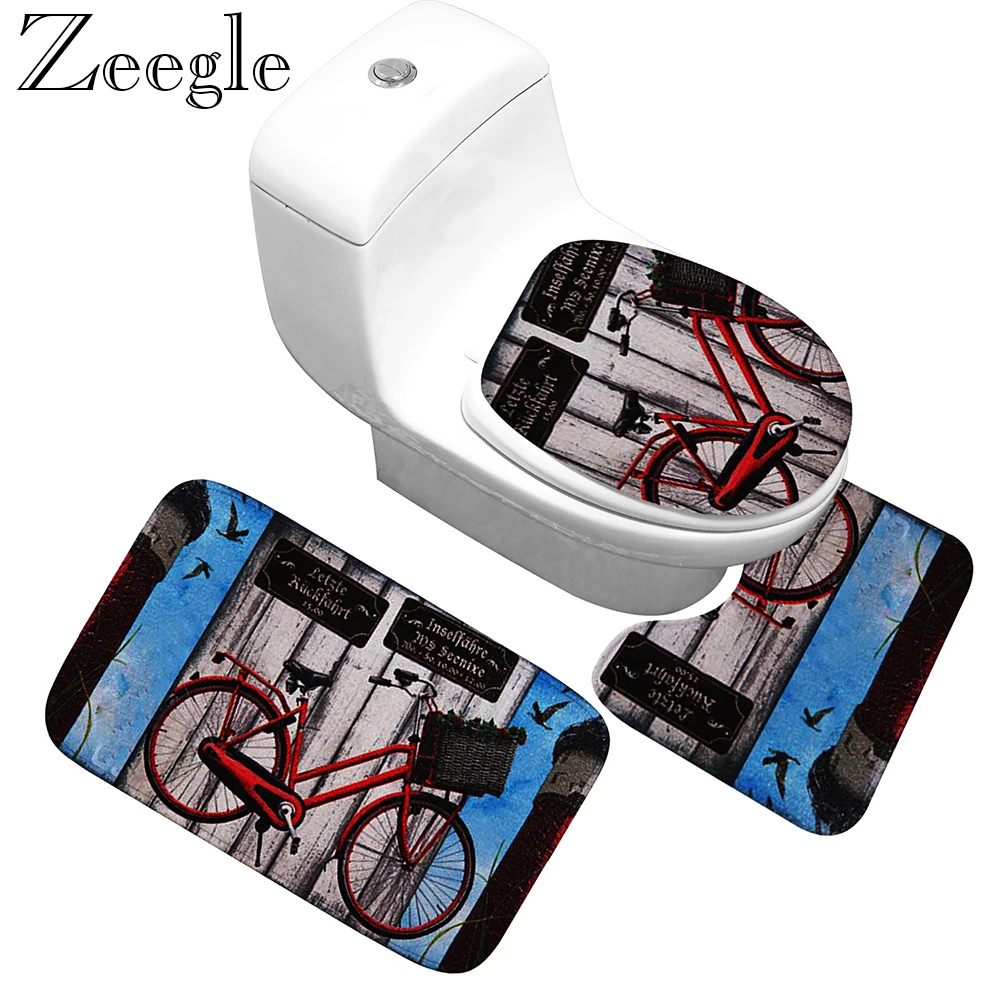 Zeegle 3 шт., набор ковров для ванной комнаты, моющиеся, для ванной, для туалета, подставки, коврики для туалета, покрытие для сиденья, впитывающее банное из микроволокна, коврик для ног