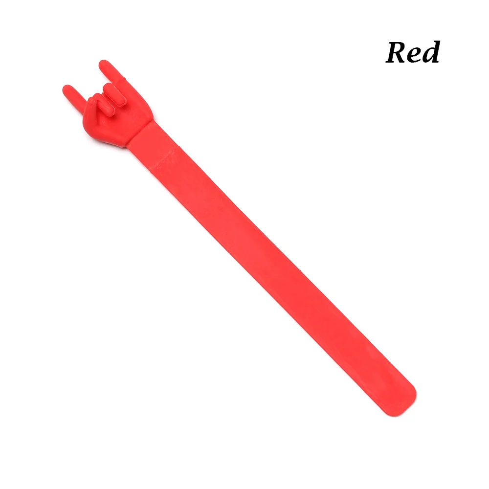 1 PC Creative Rock Gesture Music Bookmark Silicone Finger Point Personalized Bookmark Book Marker Office School Supplies - Color: Red
