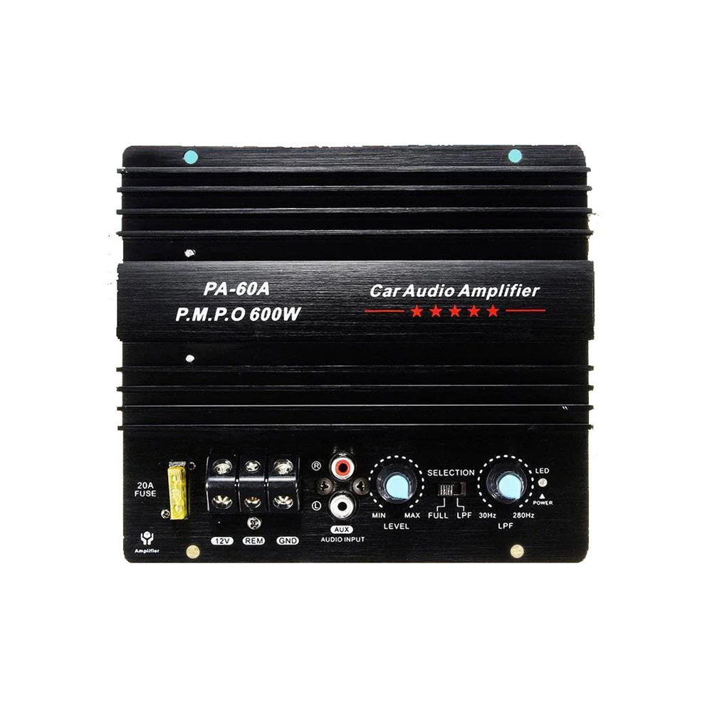 Черный 12V PA-60A 600W Динамик Плата усилителя без потерь сабвуфер бас-модуль высокое Мощность автомобильный аудио аксессуары подойдет как для повседневной носки, так канала прочный - Цвет: Черный