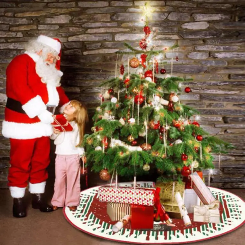 90cm Non-Woven Christmas Tree Skirt Aprons Round Carpet Navidad Natal Christmas Decoration for Floor Mat Decor