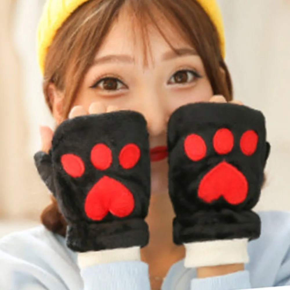 2017 женские зимние милые теплые кашемировые милый плюшевый медведь лапка Коготь