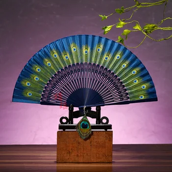 

Folding Fan New Peacock Fan Chinese Style Real Silk Fan Fine Folding Fan Japanese Style Fan hand fan feather fan silk