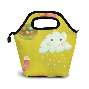

Spring Pattern On Chartreuse Lunch Bag Boxes Bags Portable Insulated Picnic Food Box for Women Men