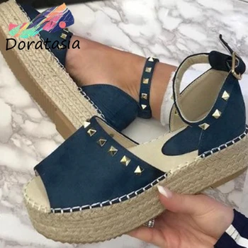 

DORATASIA 35-43 Ins Hot Women Fashion Rivet Summer Shoes 2020 Casual Party Retro Sandals Women Ankle Strap Sandals