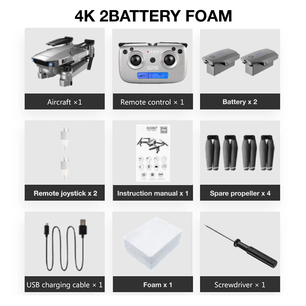 SG907 Профессиональный беспилотник 4K HD Двойная камера gps Смарт следить за широким углом анти-встряхивание 5G wifi FPV RC Квадрокоптер складной 50X зум 18 минут время полета 500 метров длинное расстояние дистанционно - Цвет: 5G 4K 2B Foam