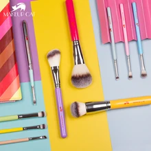 

Makeup Cat Cosmetic Brush-Colourful Handle Set-10Pcs Synthetic Hair Brushes-Portable Makeup Bag-Soft Hair Make up tools-beginer