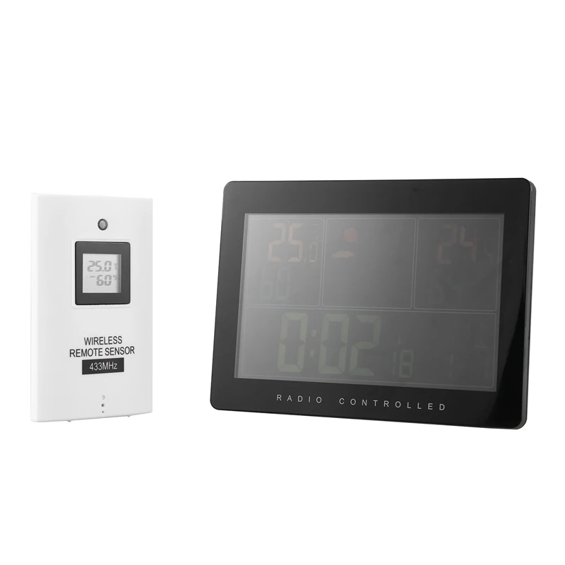 

COLOR Wireless Weather Station With Forecast Temperature Humidity EU Plug Alarm and Snooze Thermometer Hygrometer Clock