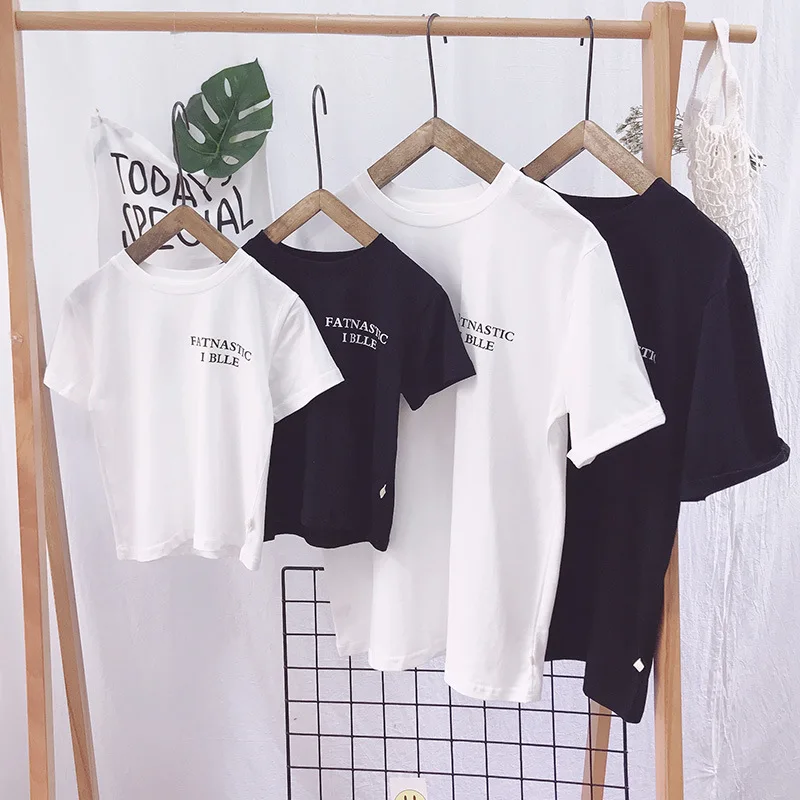 

T-shirt Parent-Child Cartoon Printed Pattern Pure Plain T-shirt Lovely Leisure Basic T-shirt Summer Interesting Shirt Parent-Chi
