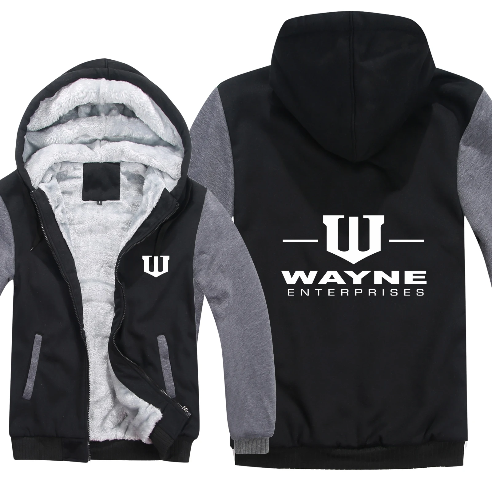 Wayne enterprises, толстовки, мужские, модные, шерсть, подкладка, куртка, Wayne Gotham City, толстовки, худи, HS-037