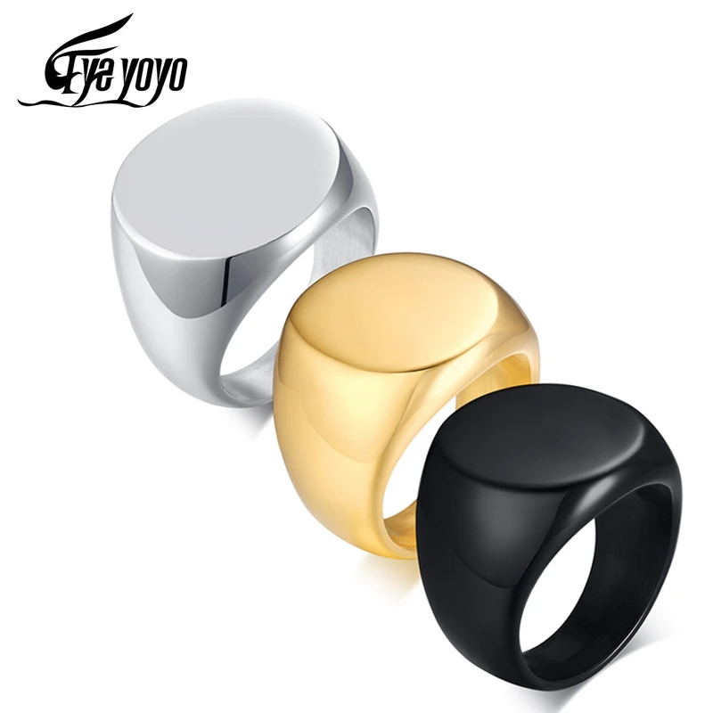 EyeYoYo классическое гладкое круглое мужское кольцо из нержавеющей стали высокое