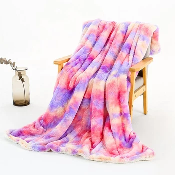 

Rainbow Plush Super Soft Blanket Colorful Bedding Sofa Cover Furry Fuzzy Fur Warm Throw Cozy Couch Blanket For Winter